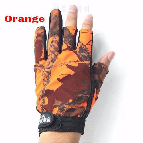 Hot Sale 1 Pair Anti-Slip 3 Finger Cut Fishing Gloves Protector Camouflage Hunting Gloves for Kite Hunting Free Shipping