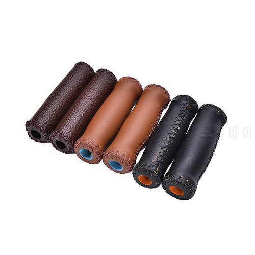 Vintage Retro Riding MTB Road Mountain Bike Bicycle Handlebar Grip Artificial Leather Cycling Grip Ends 1Pair 3 Colors
