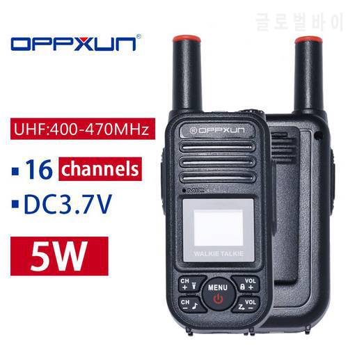2PCS OPPXUN A5 Mini Walkie Talkie Two Way Radio Portable CB UHF 400-470MHz Intercom Ham Comunicador Transceiver USB Quick Charge