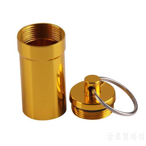 Portable Aluminum Alloy Waterproof Pill Medicine Storage Case Holder Container Capsule First Aid Key Ring Keychain Outdoor Tool