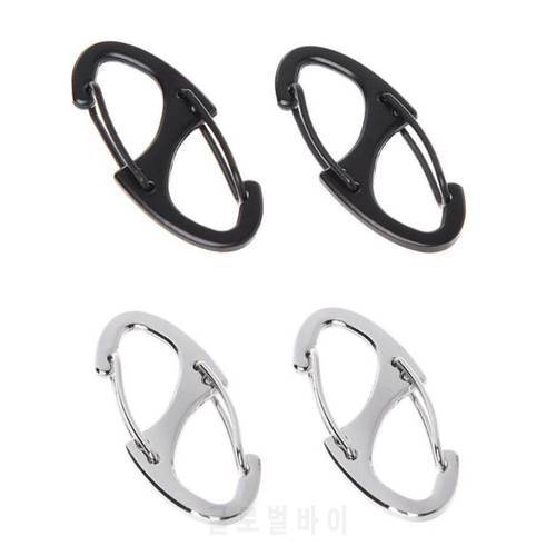 2pcs Steel S Type Carabiner with Lock Mini Keychain Hook Anti-theft Outdoor Camping Backpack Buckle EDC Tool