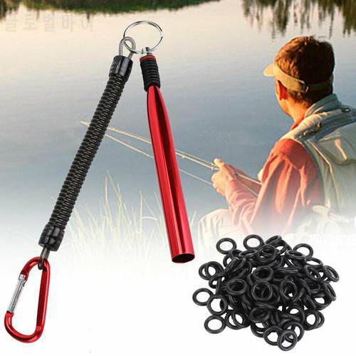 Wacky Worm Rig Tool with 100 O-Rings for Soft Baits Lures Fishing Accessories