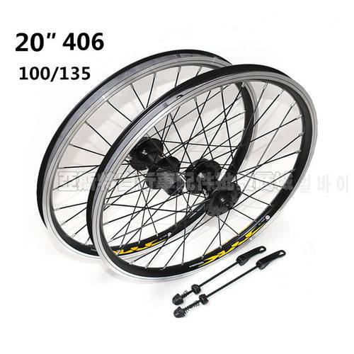 20Inch 406 Folding Bicycle Casette Wheelset V Brake Disc Brakes Double Aluminum Alloy Rim Sealed Bearing Wheels