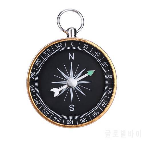1pc Portable Outdoor Aluminum Camping Compass Keychain for Presents Gift Gold Lightweight Practical Outdoor Camping Hiking Tools