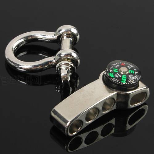 Outdoor Rope Paracord Buckle O Shape Zinc Alloy Adjustable Adjuster Shackle With Mini Compass