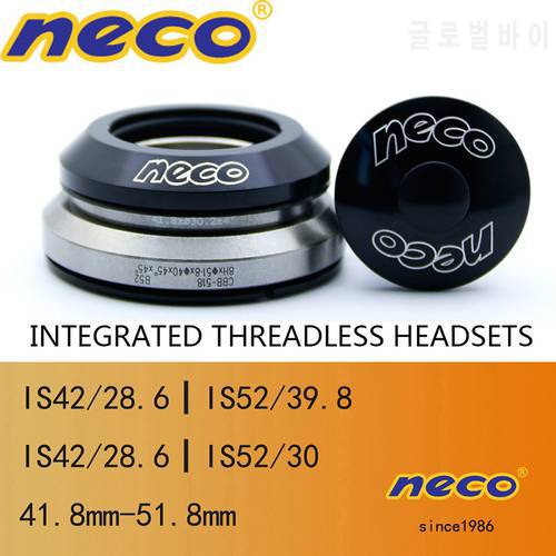 Neco bearing headset 41.8 51.8 42 52 mm integrated MTB road bike tapered straight fork 28.6 30 39.8