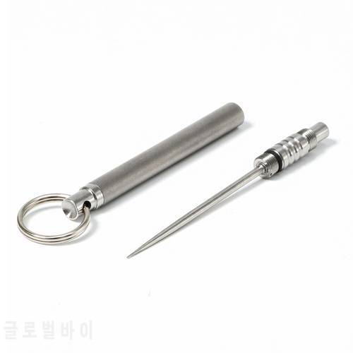 Outdoor Camping Pure Titanium Toothpick Environmentally Friendly Fruit Fork Self-defense Toothpick Keychain Survival Tool