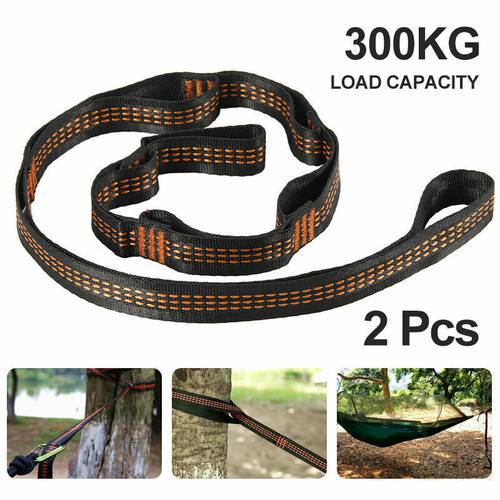 2Pcs 2m Hammock Strap Outdoor Camping Hammock Swing Straps High Strength Load-bearing Hammock Rope Reinforced Polyester Straps
