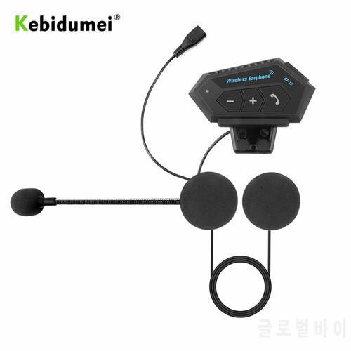 kebidumei Intercom Motorcycle Bluetooth Helmet Headset MP3 GPS Interphone V4.0 Bluetooth Intercom Motor Bike Earphone
