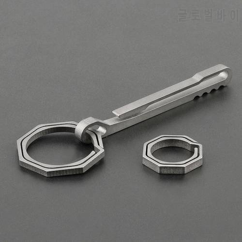 3Pcs/Set Titanium Alloy Keychain Mini Rattlesnake Octagon Ring EDC Outdoor Tools
