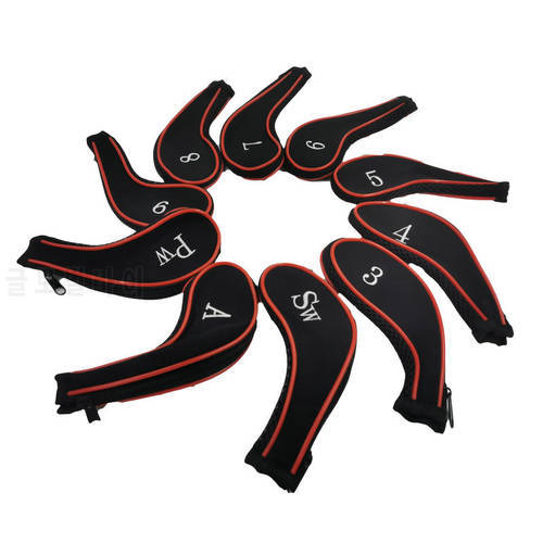 Zipper Golf Iron Headcover irons set Head Cover with zip 10pcs/set Red color