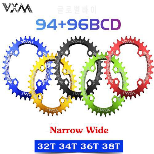 VXM Oval 94+96mm Chainwheel 32/34/36/38T MTB bike Chainring for ALIVIO M4000 M4050 NX GX X1 94BCD/96BCD crank Bicycle Parts