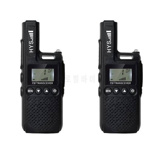 HYS 2PCS Mini Walkie Talkie UHF 400-480 MHz With 99 Channels 2W Two Way Radio FM Transceiver