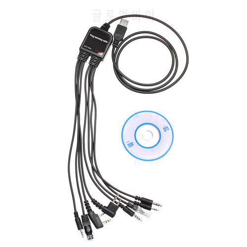 Multifunction 8 in 1 USB Programming Cable for kenwood baofeng motorola yaesu for icom Handy walkie talkie car radio CD Software
