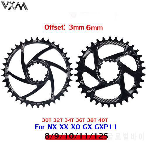 VXM Bicycle Chainwheel 30T 32T 34T 36T 38T 40T Narrow Wide MTB Chainring For GXP XX1 X9 XO X01 CNC 1/3/6mm Crankset Bike Parts