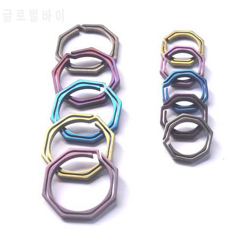 1PC 6 Colors Multicolor 20mm TC4 Titanium Alloy Ring Key Chain EDC CNC Keychain Men Key Holder Metal Car Octagon Key Ring
