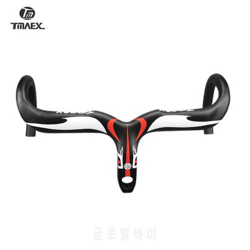 TMAEX Carbon Handlebar Integrated Bicycle Handlebar With CarbonStem Reach 75MM 130MM 400/420/440MM* 90/100/110/120 MM