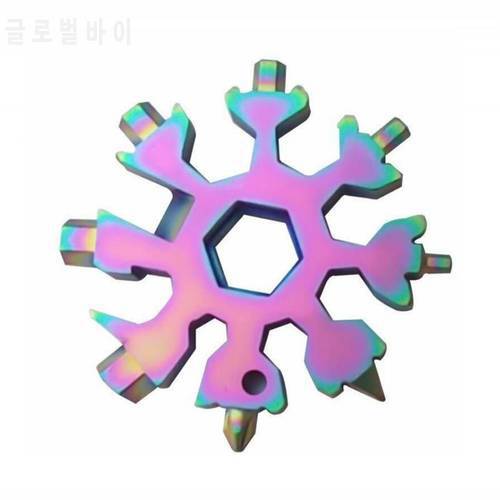 18 IN 1 Combination Wrench Screwdriver Snowflake-shaped Keychain With Key Ring Portable Bike Repair Tool Multi-purpose Gadget