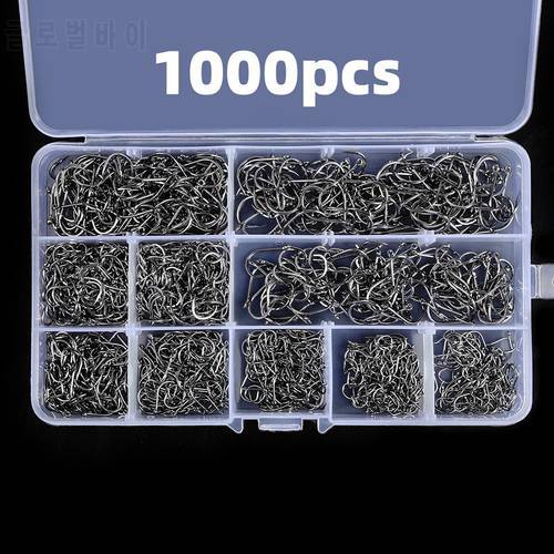 Fish Hook 100-1000 Pieces of Fish Hook Box Set Saltwater Fresh Water High Carbon Steel Fish Hook Accessories Fishing Gear