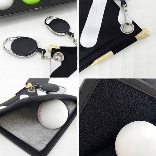 Golf Ball Cleaning Towel Square Mini Retractable Key Chain Link PU Waterproof Material Surface Golf Ball Cleaning Towel