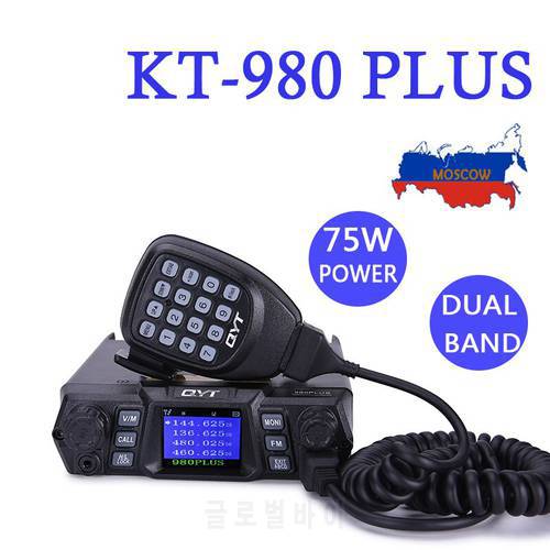 QYT KT-980Plus 980 PLUS Super High Power 75W(VHF)/55W(UHF) Dual Band Mobile Radio Station for Car Vehicle can usb charger