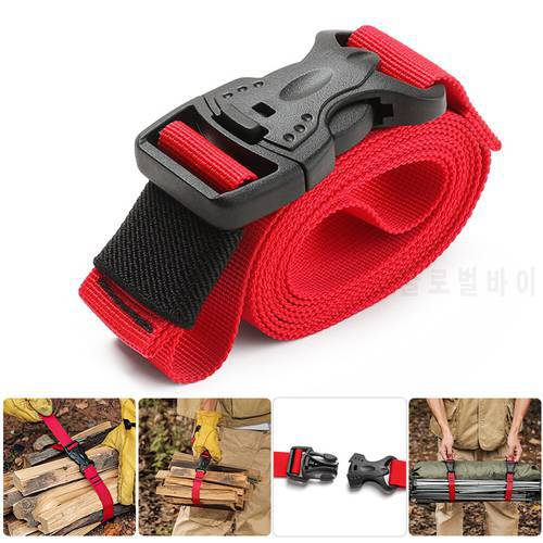 Durable Nylon Cargo Strap Travel Tied Cargo Luggage Fastener Belt Strap With Cam Buckle Travel Kits Outdoor Camping Tool Red