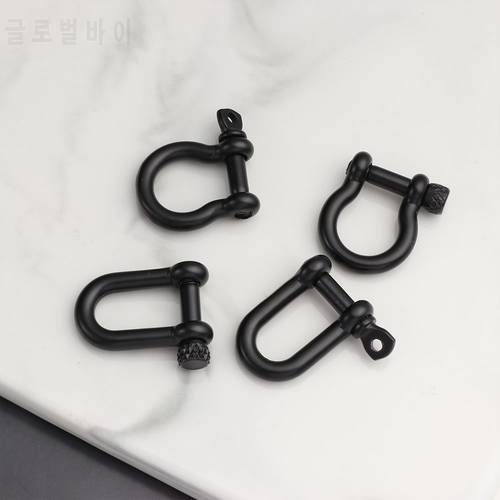 Stainless Steel Carabiner D Bow Staples Shackle Fob Key Ring Keychain Hook Screw Joint Connector Buckles Outdoor Bracelet Buckle