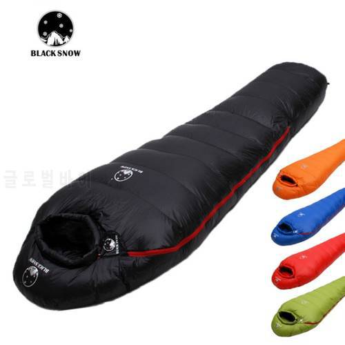 BLACK SNOW Winter outdoor camping mummies soft goose down sleeping bag ultra light warm stitching double sleeping bag 400g-2000g
