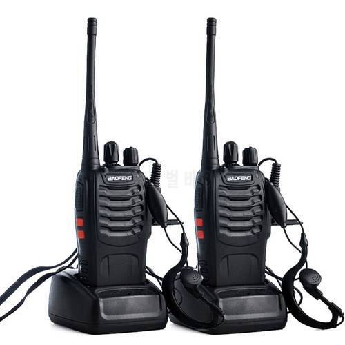 2pcs/lot BAOFENG BF-888S Walkie talkie UHF Two way Radio Baofeng 888s UHF 400-470MHz 16CH Portable Transceiver with Earpiece