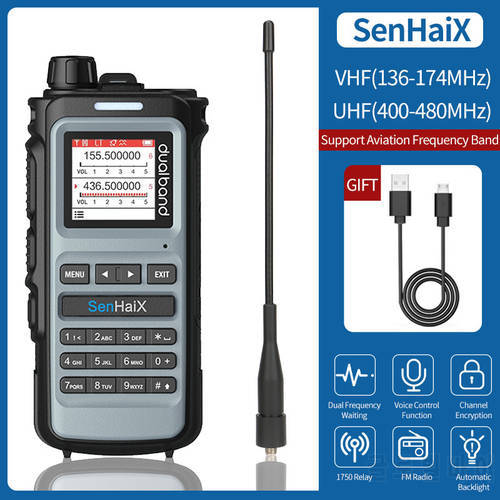 SenHaiX 8600 Two Way Sport Radio Portable Walkie Talkie AIR Band UV Dual Band PTT IP54 Waterproof Transceiver Add USB Charger