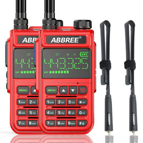 2 PCS ABBREE AR-518 Full Band Wireless Copy Frequency Air Band Amateur Long Range Outdoor Ham Radio Full Band Transceiver
