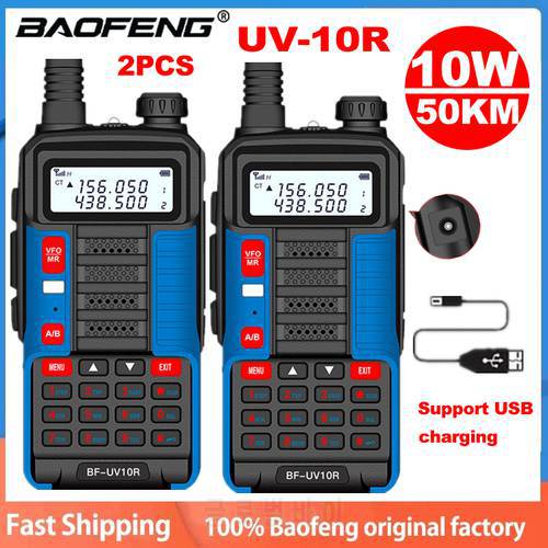 2Pcs Baofeng UV1-0R Walkie Talkie VHF UHF Dual Band Two Way CB Ham Radio UV 10R Portable USB Charging Radio Transceiver UV-5R