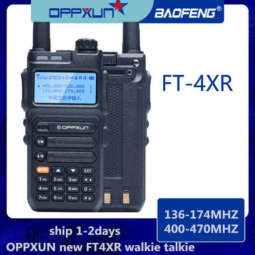 Ham Walkie Talkie OPPXUN FT-4XR 8W High Power U/VHF Frequency Scanner Dual Band Two Way Radio FT4XR Transmitter Outdoor Hunting