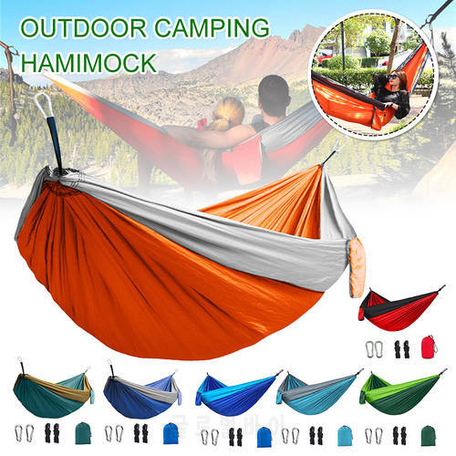 270*140CM Nylon Camping Hammock Portable Double Hammock Sleep Swing Tree Hanging Bed For Backyard Hiking Travel Chair Hangmat
