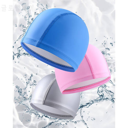 Waterproof Swimming Caps For Men Women Elastic PU Ear Protection Long Hair Swimming Pool Hat Free Size Ultrathin Bathing Cap