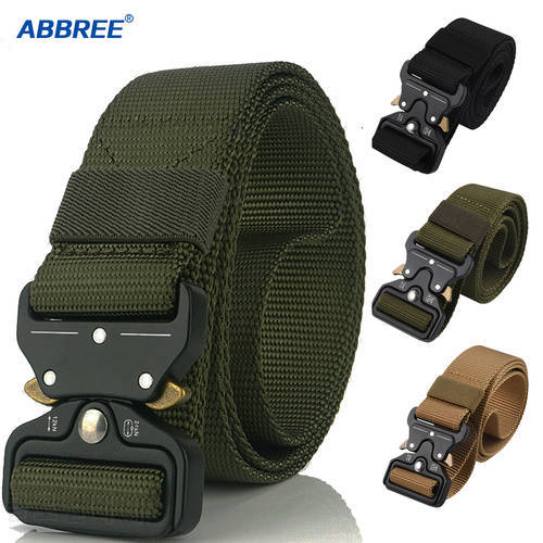 ABBREE Men&39s Belt Army Outdoor Hunting Tactical Multi Function Adjustable High Quality Marine Corps Canvas For Nylon Male Luxury