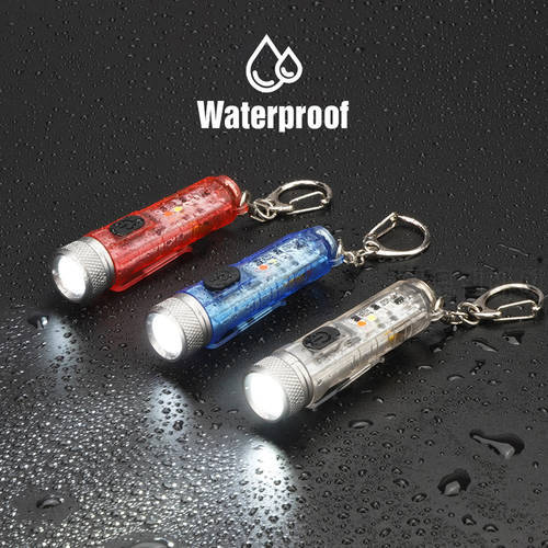Mini Keychain Pocket Torch with Buckle USB Rechargeable LED Flashlight Lamp Waterproof Portable Light Emergency Keychain Lights