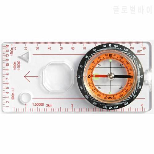 Hiking Camping Outdoor Compass Ruler Cross-country Race Baseplate Measure Ruler Map Scale Military Compass Boating Orienteer Map
