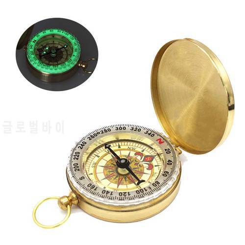 Portable Camping Mountaineering Compass High-quality Pure Copper Flip Luminous Compass Outdoor Activity Pointing Guide Tool