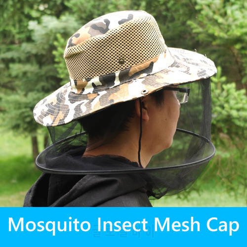 Mosquito Insect Mesh Cap Face Protector Travel Camping Equipment Head Face Protector Net Midge Hat for Outdoor Camping
