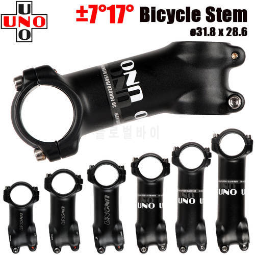 UNO Ultralight Bike Stem 7 17 Degree MTB Mountain Road Bicycle Stem 31.8mm 60/70/80/90/100/110/120/130mm Bicycle Kalloy Parts