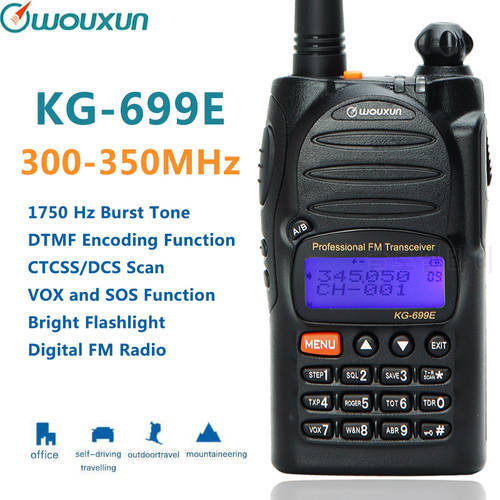 Wouxun KG-699E 300-350MHz Amateur Ham Radio IP55 Waterproof DTMF 5W 1700mAh Handheld Transceiver Two Way Radio Walkie Talkie