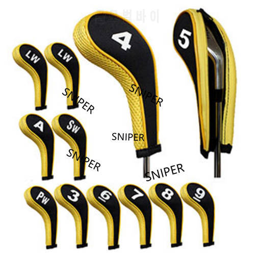 Golf Head Cover 10Pcs Rubber Neoprene Golf Club Iron Putter Protect Set Number Printed with Zipper For Man Women