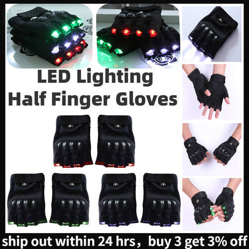1 Pair Creative LED Laser Gloves Motorcycle Cycling Outdoor Sports Fishing Half Finger Mittens Fishing Apparel