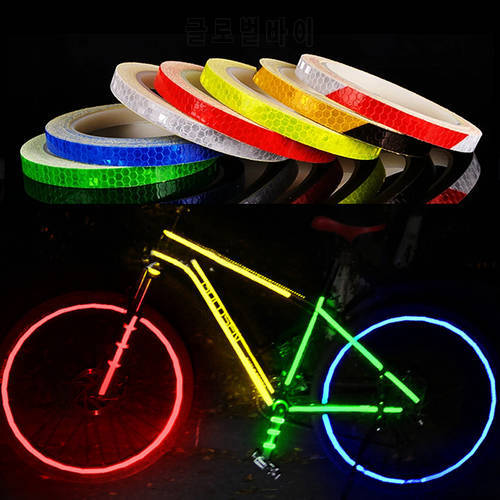 8mx1cm Bike Reflective Sticker Cycling Fluorescent Reflective Tape Motorcycle Adhesive Tape Safety Decor Sticker Car Accessories
