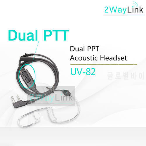 UV-82 Dual PTT Acoustic Headset/Microphone for UV-82 Plus UV-8 UV82L UV-89 UV-82TP GT-5TP UV-82HP UV-82HX Air Tube Earpiece