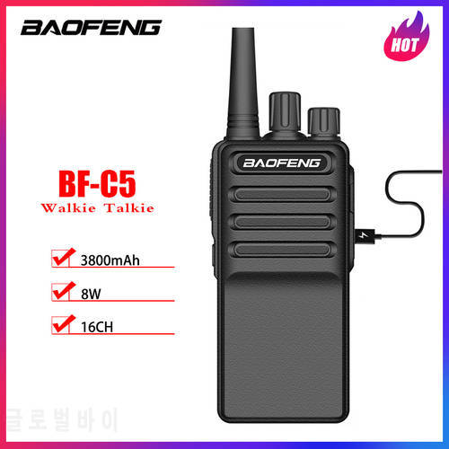 Baofeng BF-C5 Portable Two Way Radio 5W 3800mAh UHF 400-470Mhz Walkie-Talkie BFC5 Handheld Transceiver Ham CB Radio Communicator