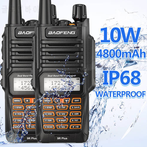 2PCS Baofeng UV-9R Plus 10W Dual Band 136-174/400-520MHz IP68 Waterproof Ham Radio Powerful Long Range BF-UV9R Walkie Talkie