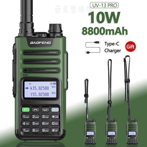 BAOFENG UV13 Pro 10W Dual Band Walkie Talkie 10KM UV-13PRO with Typ-C Cable Upgrade of UV-5R Two Way Radio with tactical antenna