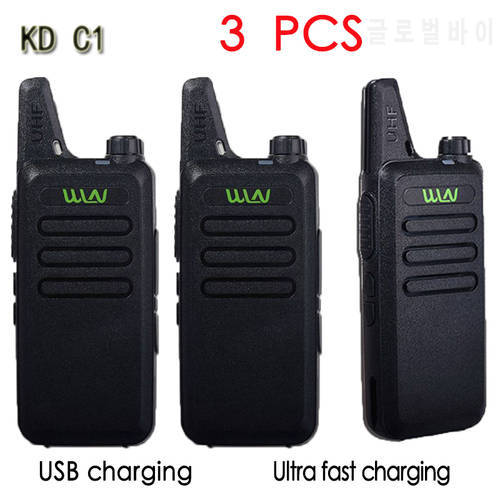 3PCS WLN KD-C1Mini Walkie Talkie Portable Radio UHF 400-470 MHz 5W 1500mah With 16 Channels slim Amateur Handheld Transceiver